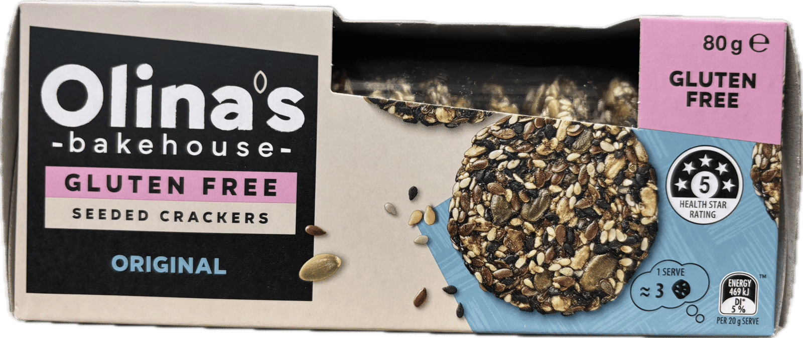 Olina's Bakehouse Gluten Free Seeded Crackers Original 80g