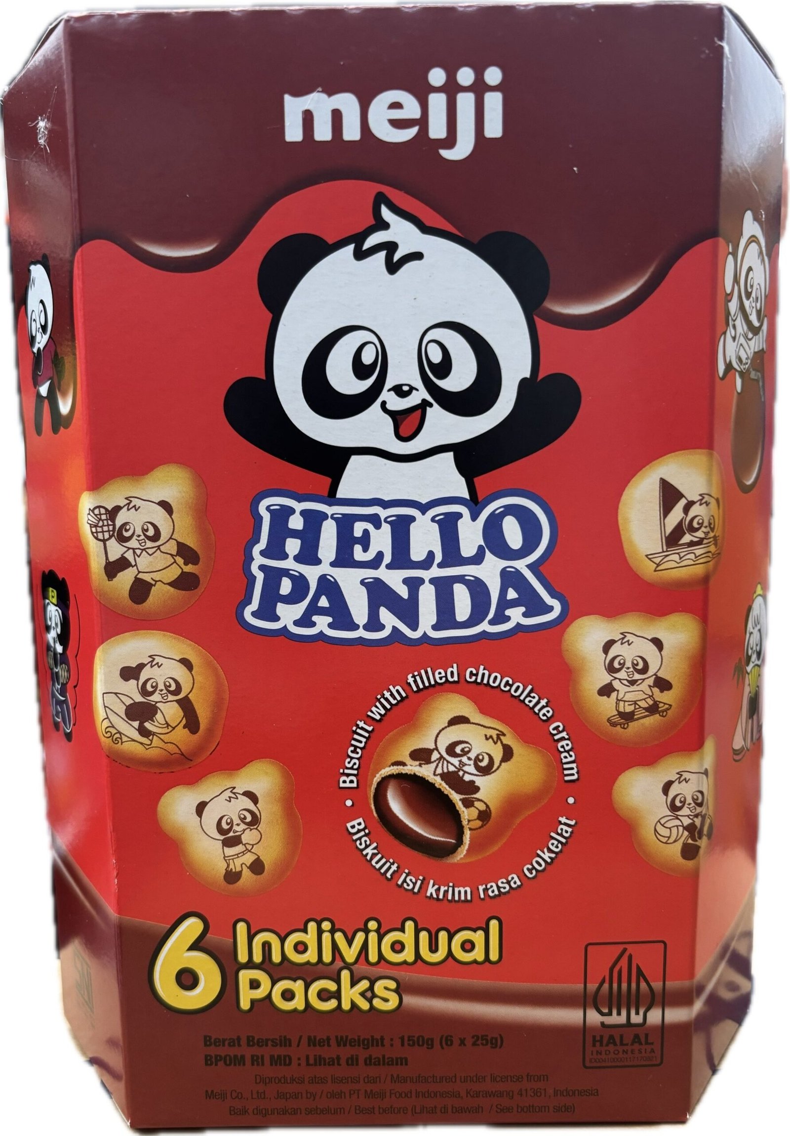 Meiji Hello Panda Chocolate Filled Biscuit 6-Pack